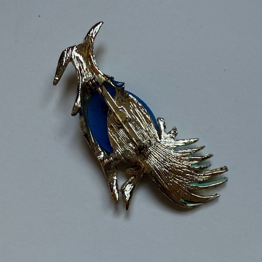 Blue Enamel Tropical Bird Brooch - Fashion Jewelry Pin - Picture 2 of 3